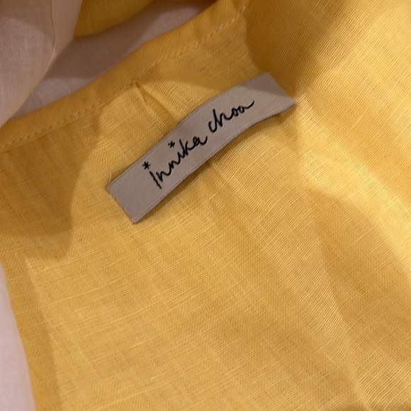 INNIKA Choo Smocked Yellow Linen Mini Dress - Picture 7 of 8